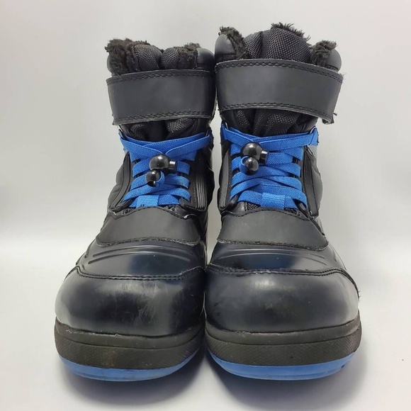 Wonder Nation Sintetico Winter Skater Boot Black Blue Lace Up Size 5 - Picture 3 of 12